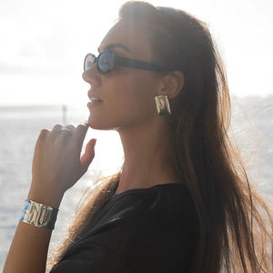 INS Style 18 Karat vergoldet Einfach Unregelmäßig Robust Big Square Edelstahl Ohr stecker Perfektes Geschenk für Frauen - Product Image 6