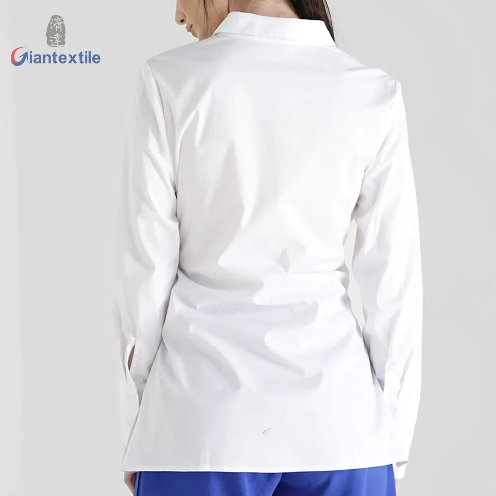 Camicetta elegante camicia da donna per il tempo libero da donna di fascia alta bianca a maniche lunghe in tinta unita con tunica