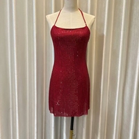 Jupe courte sexy avec lien de fixation pour perceuse à ongles, dos nu, robe de danse latine sexy, vente en gros, vêtements pour femmes, boutique