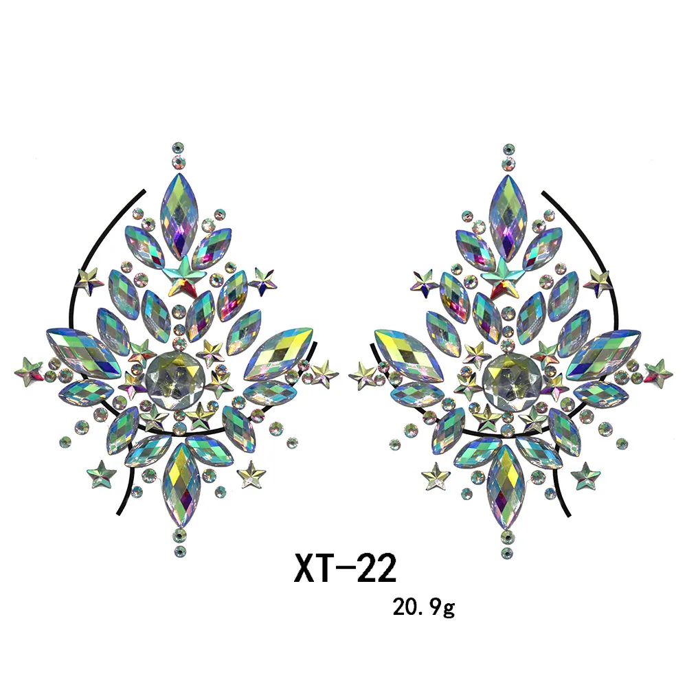 축제 카니발 아크릴 보석 바디 쥬얼리 스티커 임시 문신 크리스탈 스티커 젖꼭지 젖꼭지 스티커 도매