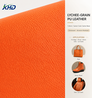 Kulit Mikrofiber PU Imitasi Anti-Abrasi Bertekstur Leci 0.9mm Grosir untuk Tas, Sepatu, Kotak Hadiah, Sofa