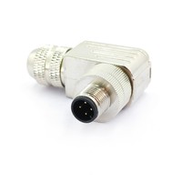 Connecteur d'aviation M12 à 4 broches mâle, blindé, boîtier métallique, angle droit, IP67, 4A 250V, 22 AWG 0,34 mm
