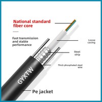 Cable Óptico Blindado Monomodo GYXTW con Doble Hilo de Acero, 12/24 Hilos, para Redes, Uso Exterior Aéreo/Enterrado Directo Disponible