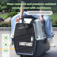 Caisse de transport aérien pour animaux de compagnie en plastique, conforme aux normes internationales, robuste, résistante à la pression, avec roulettes, pour chiens et chats