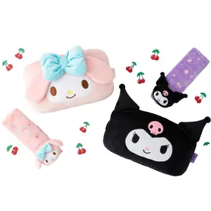 Factory Wholesale Cute Cartoon Girl Heart Sanrio Kuromi Car Headrest Seat Belt Cover Plush Neck Pillow Car Pillow