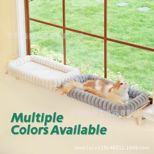 Wooden Window Sill <b>Cat</b> Bed Faux Fur Rectangle Pet Bed For <b>Cat</b> Four Seasons Use - Product Image 1