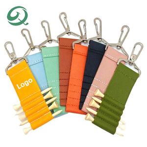 Oem Odmカスタムブランクポータブルパーソナルゴルフポーチバッグタグ収納5ティーキャリアギフトアクセサリーPUレザーゴルフティーホルダー - Product Image 1