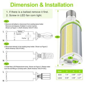 Bombilla LED de Maíz de 120W con Montaje Horizontal y Base E39 para Iluminación de Calles y Áreas, Luminaria para Almacenes, Talleres, Garajes y Gimnasios - Product Image 6