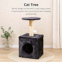 Arbre à chat anti-basculement en velours, griffoirs en sisal naturel, structure d'escalade multi-niveaux en peluche, emballage en carton écologique