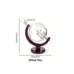 Carafe à whisky Globe en verre <span class=keywords><strong>de</strong></span> 850ml avec base en bois pour vin Bourbon Scotch Liqueur Brandy Gin <span class=keywords><strong>Rhum</strong></span> Vodka Home Bar Accessoires - Product Image 2