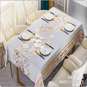 Waterproof plastic folding tablecloth party fitted floral rectangle table cover rolls