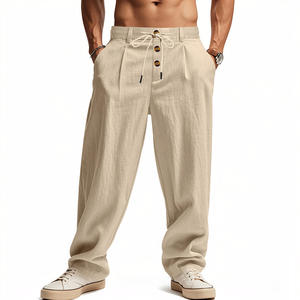 Pantalons de sport décontractés amples en coton <span class=keywords><strong>et</strong></span> lin respirant pour hommes, style européen <span class=keywords><strong>et</strong></span> américain, printemps <span class=keywords><strong>et</strong></span> été - Product Image 4