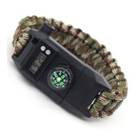 Bracelet de survie 6 en 1 avec sifflet, allume-feu, boussole, montre et cordelette paracorde