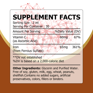 Best Seller Iron Liquid Drops with Elemental Iron Hemoglobin well Being Boost Energy Helps Sustain Optimal Iron levels - Product Image 2