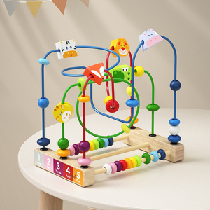 Juguetes Sensoriales <span class=keywords><strong>de</strong></span> Madera Montessori para Niños <span class=keywords><strong>de</strong></span> 1 a 2 Años, <span class=keywords><strong>Laberinto</strong></span> <span class=keywords><strong>de</strong></span> Cuentas Geométricas y Animales Educativos - Product Image 1