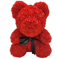Ours en fleurs artificielles en mousse PE de 25 cm, cadeau romantique pour la Saint-Valentin, Thanksgiving, Nouvel An, décoration de la maison