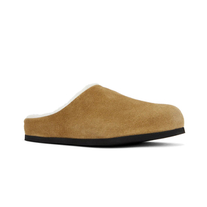 Factory Wholesale Unisex Warm Fuzzy Fur <strong>Lined</strong> Suede <strong>Clogs</strong> Closed Toe Winter Mule Slippers - Product Image 2