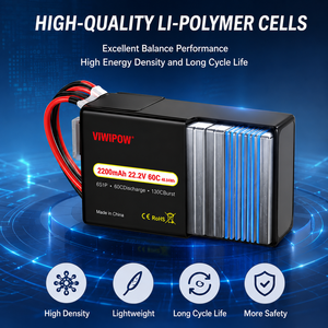 Batterie Li-Polymère de 2200 mAh 22,2 V 60C à Capacité Réelle avec Connecteur Filaire Personnalisable pour Avions à Voilure Fixe Longue Portée - Product Image 6