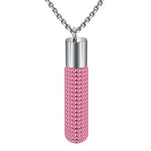 Stainless Steel <b>Lipstick</b> Pendant Necklace 7MM Pave Setting Crystal Chain Elegant Clavicle Jewelry Blue Pink White Black - Product Image 5