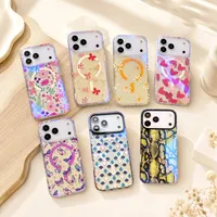 Coque magnétique scintillante double couche imprimée compatible lumière bleue IMD pour iPhone 18 Pro Max, également compatible avec iPhone 17, 16, 15, 14, 13 Pro Max