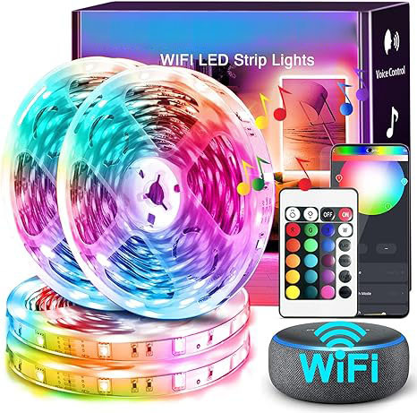 WIFI LED Strip 5050 RGB DC12V IP20 Waterproof Alexa Google Tuya APP Controlled Flexible Smart Strip Light Music Sync Light Strip