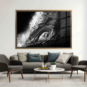 <b>Black</b> and White Wave Art Deco Panel Printed Tempered Glass Surf Canvas Clear <b>Framed</b> Hanging Wall Art - Product Image 3