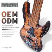 Guitare Basse Électrique Professionnelle 5 Cordes en Résine et Placage de Bois Néflier avec Commutateur Actif/Passif pour la Vente en Gros