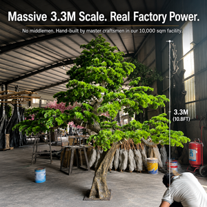 Grand arbre artificiel en pin de 3,3 m (11 pi) avec tronc en fibre de verre, plante artificielle d'extérieur, faux pin, arbre artificiel pour aménagement paysager commercial, sur mesure - Product Image 3