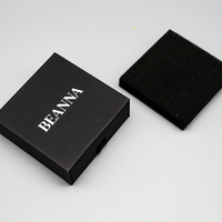 Boîte à bijoux noire de luxe personnalisée avec logo, en carton écologique, pour bagues, colliers et boucles d'oreilles, vente en gros, emballage cadeau