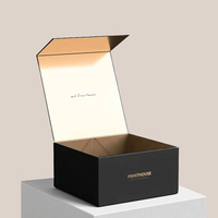 Boîte cadeau de luxe vide en carton rigide noir avec impression personnalisée, fermeture magnétique et couvercle magnétique