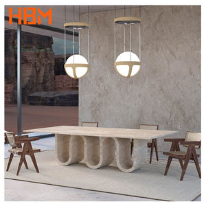 HBM Modern Natural 3 Legs Design Beige Travertin Esstisch Zum Verkauf - Product Image 1