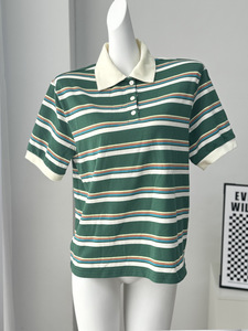 เสื้อเชิ้ตลายทางสีวินเทจทรงหลวมแขนปกติคอวีระบายอากาศได้ดีสำหรับผู้หญิง - Product Image 6