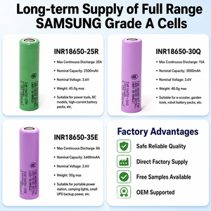 Bateria de Íon de Lítio Cilíndrica Original Samsung Grau A 18650 2500mAh 3000mAh 3500mAh 25R 30Q 35E 3.7V - Product Image 3