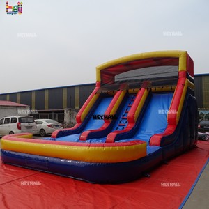 Toboggan gonflable commercial double piste en PVC de haute qualité <span class=keywords><strong>avec</strong></span> <span class=keywords><strong>piscine</strong></span> aquatique pour la <span class=keywords><strong>location</strong></span>, impression de logo, prix de gros Chine - Product Image 4