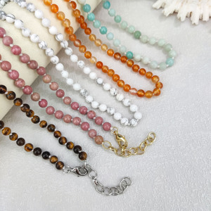 Hot Bán 6Mm Đá Đính Cườm Vòng Cổ Giá Rẻ Chữa Bệnh Đá Quý Hạt Dây Chuyền Với <span class=keywords><strong>Knot</strong></span> Đối Với Phụ Nữ Đồ Trang Sức Thạch Anh Tự Nhiên Hạt - Product Image 3