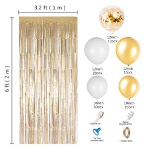 Couronne de ballons en platine Rideaux en <span class=keywords><strong>fil</strong></span> d'or Or blanc Fête d'anniversaire de mariage Anniversaire - Product Image 6