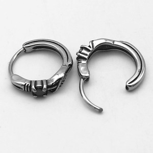 Boucles d'oreilles à clip Yunnique au design plume, en acier titane, clous géométriques pour hommes et femmes, bijoux en acier inoxydable 316 avec sertissage griffe GZYE-1317 - Product Image 3