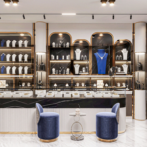 Meubles de magasin de bijoux modernes, vitrines de luxe en verre, décoration complète du magasin, design intérieur de bijouterie personnalisé - Product Image 1