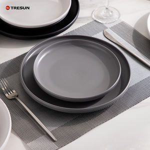 Assiettes en céramique grises mates de style simple, très vendues, rondes de 8/10 pouces, pour <span class=keywords><strong>pizza</strong></span>, pâtes, steak, vaisselle en porcelaine pour restaurant - Product Image 1