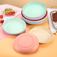 Plat en plastique alimentaire recyclable coloré de style nordique assiettes rondes de paille de blé de fête élégante