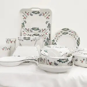 Sebest Factory Luxury Round Heat Resistant Melamine Plates Bowl Set Tableware Dinner Set For Wedding