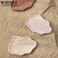 WISEMAX 가구 미니멀리스트 이탈리아 천연 대리석 트레이 보석 접시 식탁 웨딩 라마단 소형 트래버틴 스톤 트레이