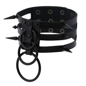Spike rivesoccer setcollar Vòng cổ Thác lồng bondage 3 O RO Bộ đồ màu đen jerseysund đồ trang sức Punk cổ điển PU da <span class=keywords><strong>Goth</strong></span> - Product Image 3