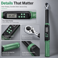 Clé dynamométrique numérique interchangeable Myway MWYJ3-30 9*12mm 3-60Nm en alliage d'aluminium avec affichage LCD et signal sonore lumineux, entraînement 1/4 pouce