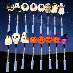 Party Supplies Decor Item Halloween <strong>Ghost</strong> Led Lights Halloween Pumpkin Glow Sticks Luminous Hand-cranked Stick - Product Image 6