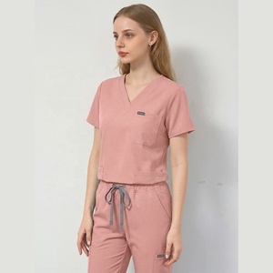 Divise Ospedaliere Unisex Blu Navy con Numerosi Tasche, Alta Qualità, Servizio OEM, Tessuto Pettinato in Poliestere/Rayon/<span class=keywords><strong>Spandex</strong></span> - Product Image 2