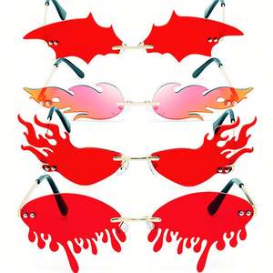 Lunettes de soleil sans monture pour femmes, forme nuage flamme déchirée, style unique, de marque tendance - Product Image 1