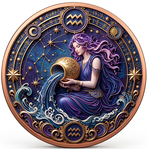 Moneta Segno Zodiacale Acquario in Rame Puro 999 da 5 oz, Rilievo 3D, Colorazione UV, Effetto Proof-like, Oggetto da Collezione in Metallo con <span class=keywords><strong>Oroscopo</strong></span> - Product Image 5