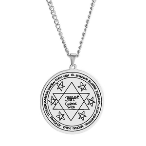 HLSS646 <span class=keywords><strong>Lamen</strong></span> de Gabriel Gouverneur angélique de la Lune Amulette Talisman Gravure au laser Collier pendentif en acier inoxydable - Product Image 5