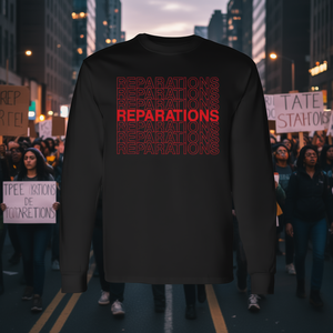 Camiseta de manga larga con estampado político de Reparations Pro, color negro, talla para adulto - Product Image 3